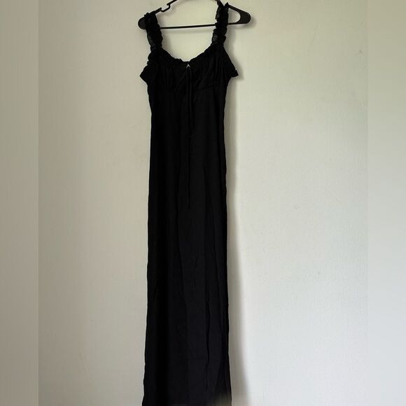 Stone Cold Fox Brooks Black Maxi Dress Ruffle Straps Sz M - Picture 4 of 10